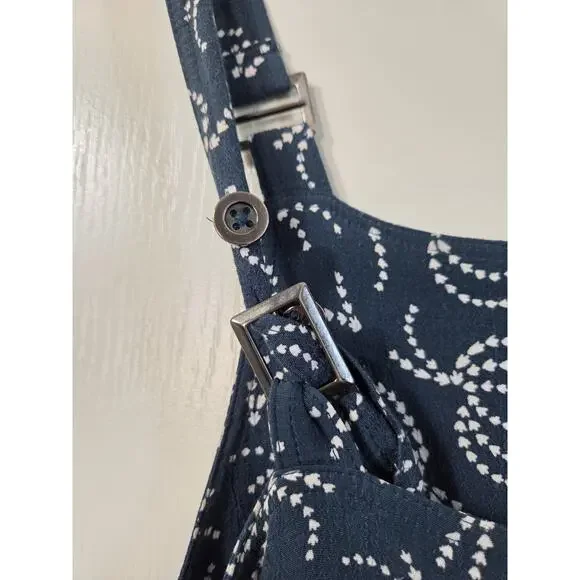 Maeve Anthropologie Blue Tidal Pools Cropped Jumpsuit Overalls, Size Medium - Picture 12 of 15